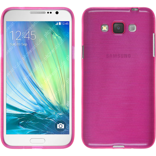 PhoneNatic Case kompatibel mit Samsung Galaxy Grand 3 - pink Silikon Hülle brushed + 2 Schutzfolien