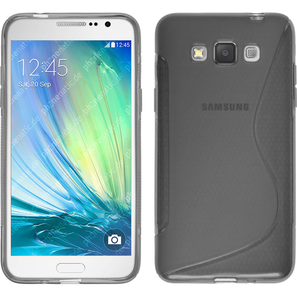 PhoneNatic Case kompatibel mit Samsung Galaxy Grand 3 - grau Silikon Hülle S-Style + 2 Schutzfolien