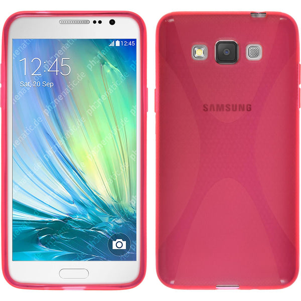 PhoneNatic Case kompatibel mit Samsung Galaxy Grand 3 - pink Silikon Hülle X-Style + 2 Schutzfolien