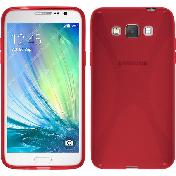 PhoneNatic Case kompatibel mit Samsung Galaxy Grand 3 - rot Silikon Hülle X-Style + 2 Schutzfolien