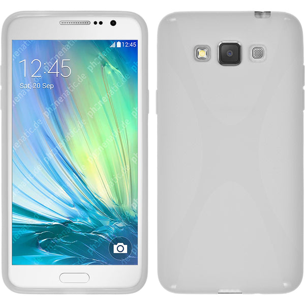 PhoneNatic Case kompatibel mit Samsung Galaxy Grand 3 - weiﬂ Silikon Hülle X-Style + 2 Schutzfolien