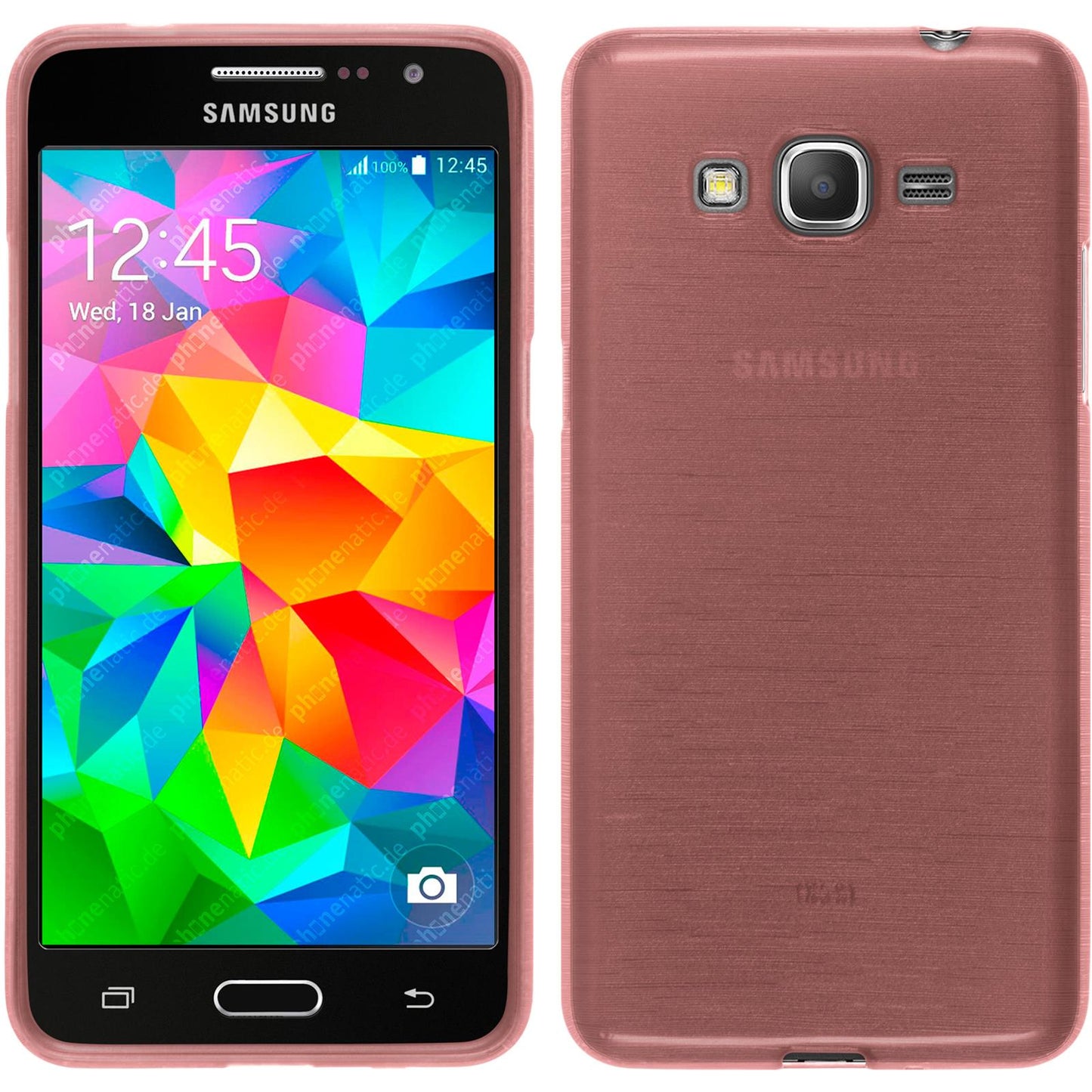 PhoneNatic Case kompatibel mit Samsung Galaxy Grand Prime - rosa Silikon Hülle brushed + 2 Schutzfolien