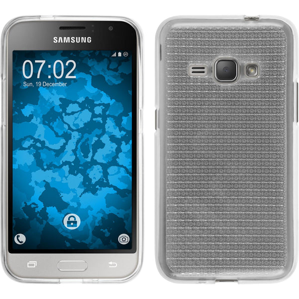 PhoneNatic Case kompatibel mit Samsung Galaxy J1 (2016) J120 - clear Silikon Hülle Iced Cover
