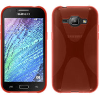 PhoneNatic Case kompatibel mit Samsung Galaxy J1 (2015 - J100) - rot Silikon Hülle X-Style + 2 Schutzfolien
