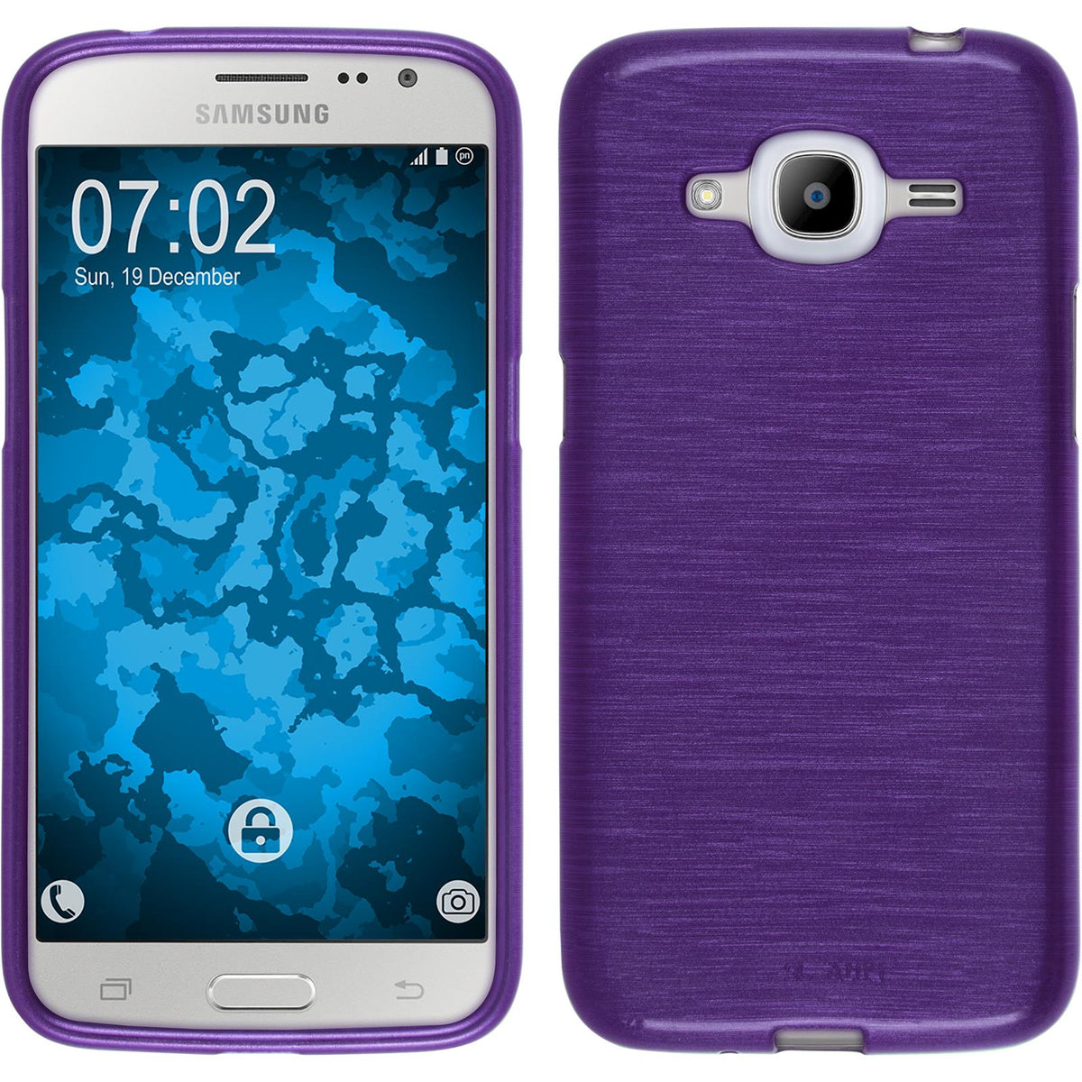 PhoneNatic Case kompatibel mit Samsung Galaxy J2 (2016) (J210) - lila Silikon Hülle brushed Cover