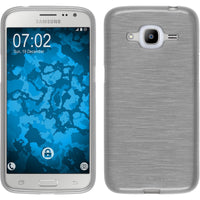 PhoneNatic Case kompatibel mit Samsung Galaxy J2 (2016) (J210) - weiß Silikon Hülle brushed Cover