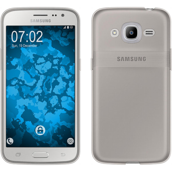 PhoneNatic Case kompatibel mit Samsung Galaxy J2 (2016) (J210) - grau Silikon Hülle Slimcase Cover