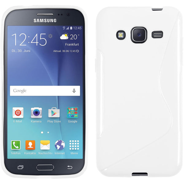 PhoneNatic Case kompatibel mit Samsung Galaxy J2 (2015) - weiß Silikon Hülle S-Style Cover