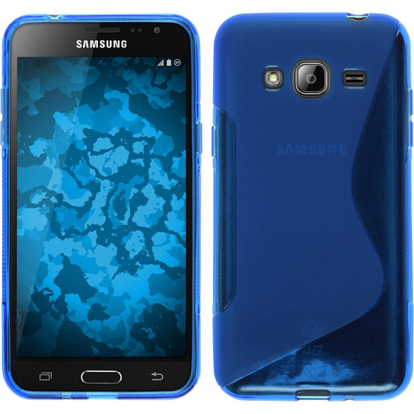 PhoneNatic Case kompatibel mit Samsung Galaxy J3 - blau Silikon Hülle S-Style + 2 Schutzfolien