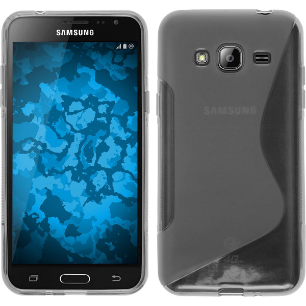 PhoneNatic Case kompatibel mit Samsung Galaxy J3 - clear Silikon Hülle S-Style + 2 Schutzfolien