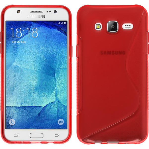 PhoneNatic Case kompatibel mit Samsung Galaxy J5 (2015 - J500) - rot Silikon Hülle S-Style + 2 Schutzfolien
