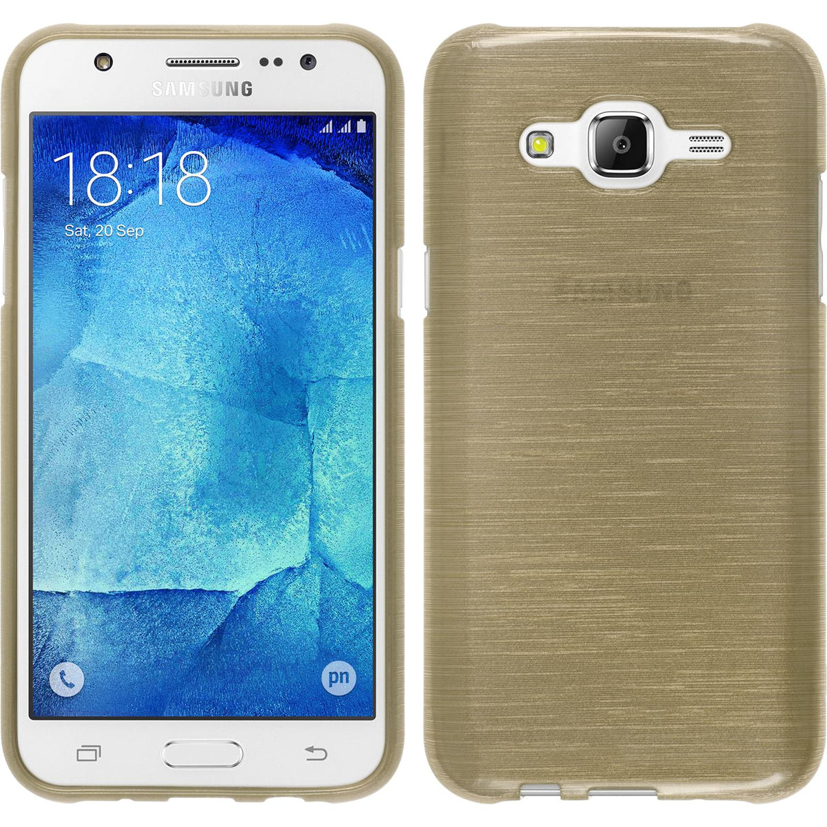 PhoneNatic Case kompatibel mit Samsung Galaxy J7 (2015 / J700) - gold Silikon Hülle brushed + 2 Schutzfolien