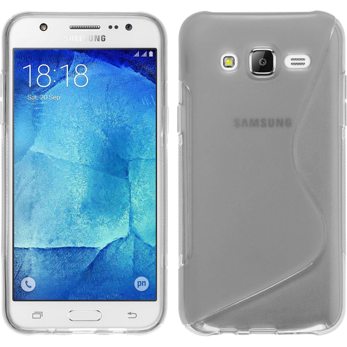 PhoneNatic Case kompatibel mit Samsung Galaxy J7 (2015 / J700) - clear Silikon Hülle S-Style + 2 Schutzfolien