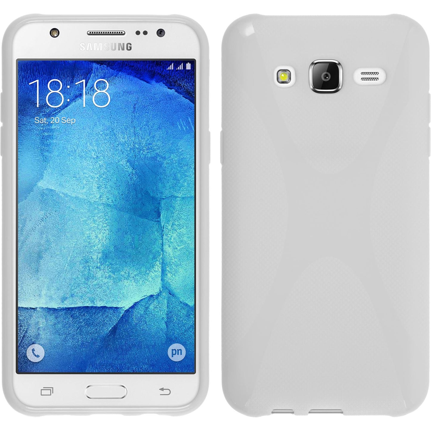 PhoneNatic Case kompatibel mit Samsung Galaxy J7 (2015 / J700) - weiß Silikon Hülle X-Style + 2 Schutzfolien