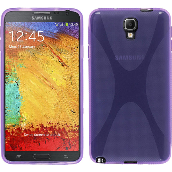 PhoneNatic Case kompatibel mit Samsung Galaxy Note 3 Neo - lila Silikon Hülle X-Style Cover