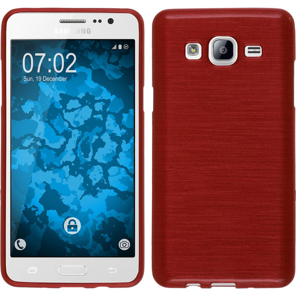 PhoneNatic Case kompatibel mit Samsung Galaxy On5 - rot Silikon Hülle brushed + 2 Schutzfolien