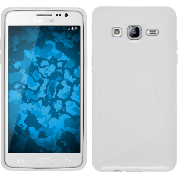 PhoneNatic Case kompatibel mit Samsung Galaxy On5 - weiß Silikon Hülle S-Style + 2 Schutzfolien
