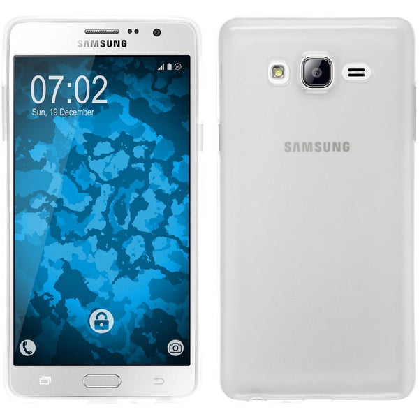 PhoneNatic Case kompatibel mit Samsung Galaxy On7 - weiﬂ Silikon Hülle transparent + 2 Schutzfolien