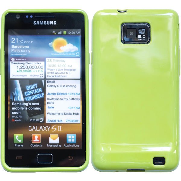 PhoneNatic Case kompatibel mit Samsung Galaxy S2 - grün Silikon Hülle  + 2 Schutzfolien