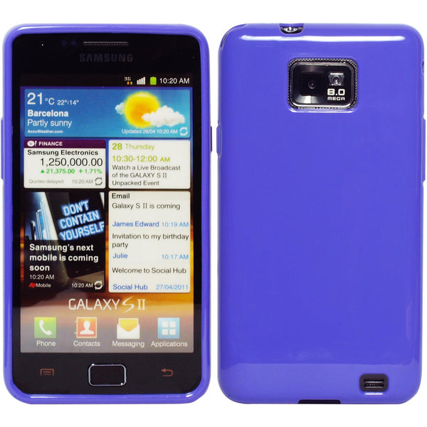 PhoneNatic Case kompatibel mit Samsung Galaxy S2 - lila Silikon Hülle  + 2 Schutzfolien