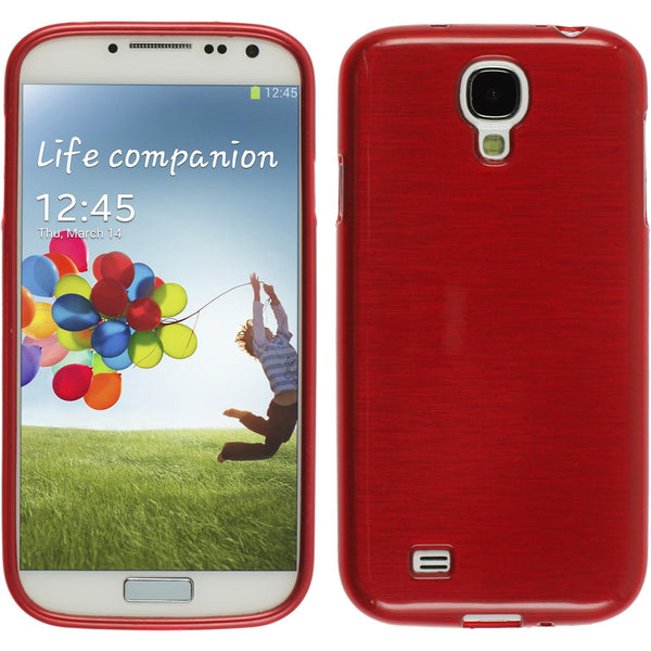 PhoneNatic Case kompatibel mit Samsung Galaxy S4 - rot Silikon Hülle brushed Cover