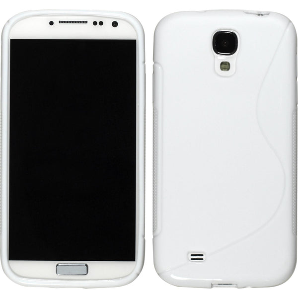 PhoneNatic Case kompatibel mit Samsung Galaxy S4 - weiß Silikon Hülle S-Style + 2 Schutzfolien
