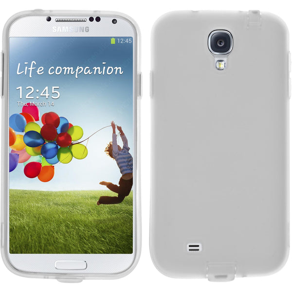PhoneNatic Case kompatibel mit Samsung Galaxy S4 - weiß Silikon Hülle Dustproof + 2 Schutzfolien