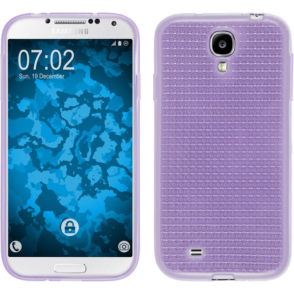 PhoneNatic Case kompatibel mit Samsung Galaxy S4 - lila Silikon Hülle Iced + 2 Schutzfolien