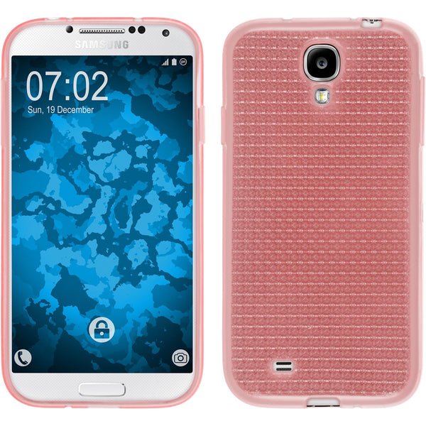 PhoneNatic Case kompatibel mit Samsung Galaxy S4 - rosa Silikon Hülle Iced + 2 Schutzfolien