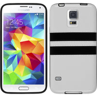 PhoneNatic Case kompatibel mit Samsung Galaxy S5 - weiﬂ Silikon Hülle Stripes + 2 Schutzfolien