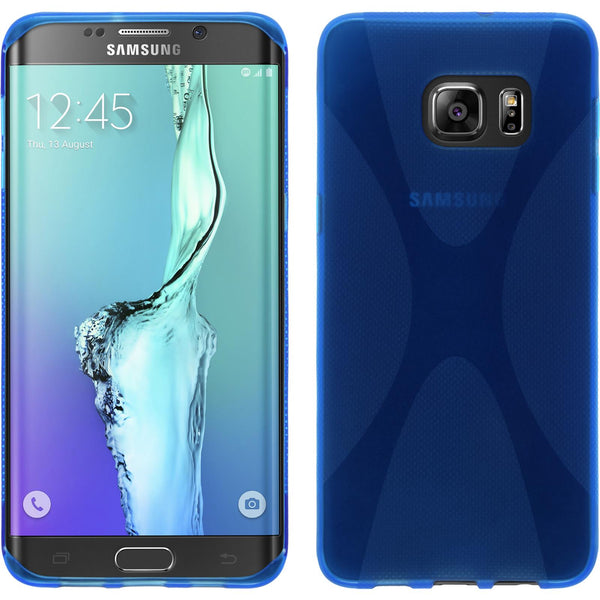 PhoneNatic Case kompatibel mit Samsung Galaxy S6 Edge Plus - blau Silikon Hülle X-Style Cover