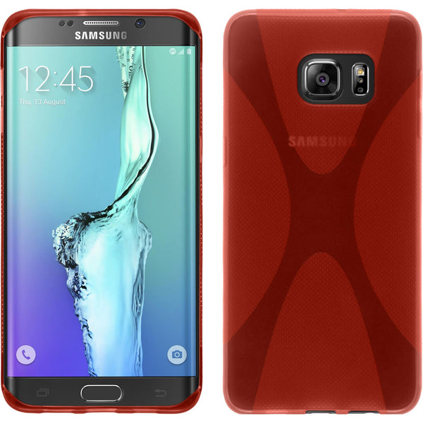 PhoneNatic Case kompatibel mit Samsung Galaxy S6 Edge Plus - rot Silikon Hülle X-Style Cover
