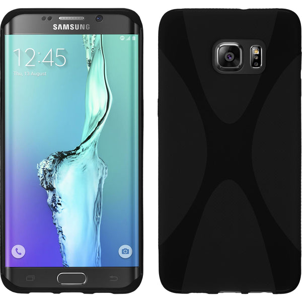 PhoneNatic Case kompatibel mit Samsung Galaxy S6 Edge Plus - schwarz Silikon Hülle X-Style Cover