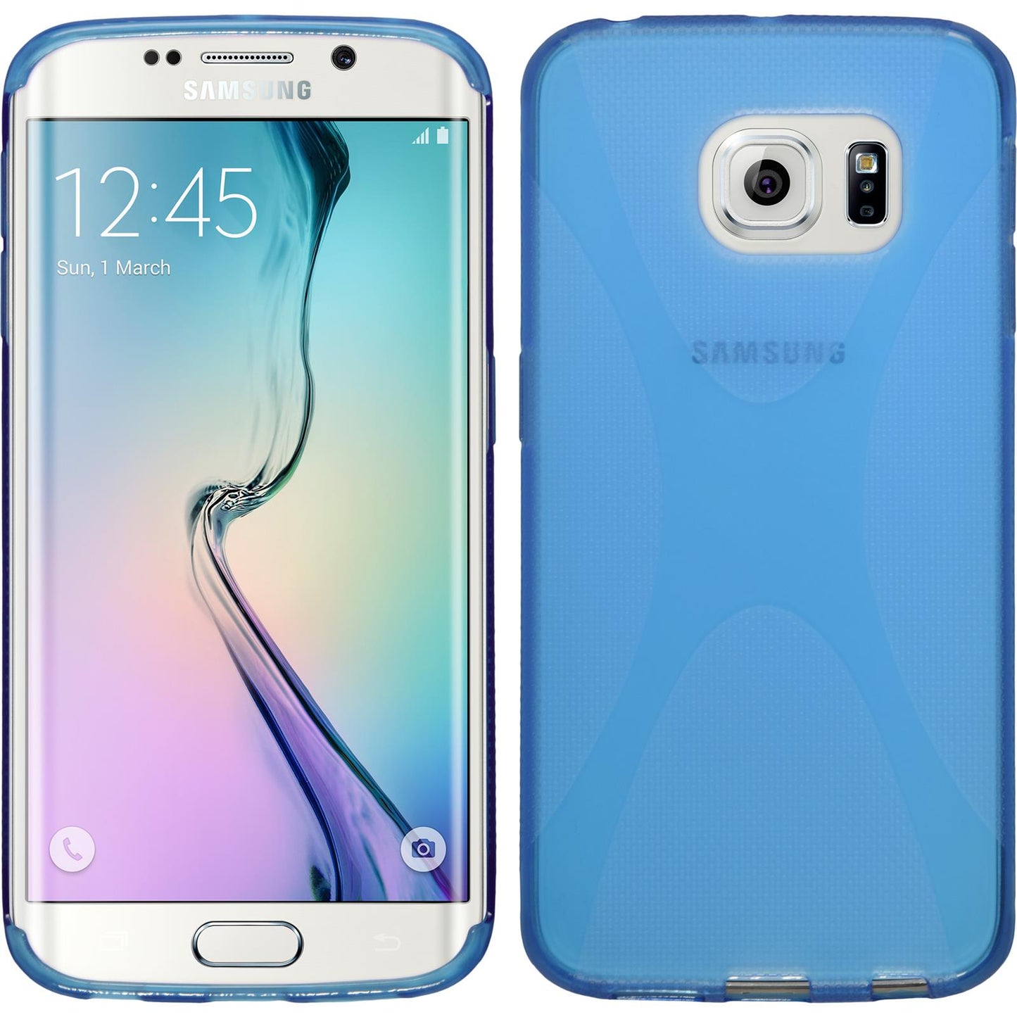 PhoneNatic Case kompatibel mit Samsung Galaxy S6 Edge - blau Silikon Hülle X-Style + flexible Folie