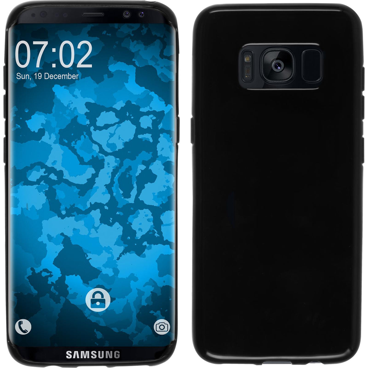 PhoneNatic Case kompatibel mit Samsung Galaxy S8 - schwarz Silikon Hülle + flexible Folie