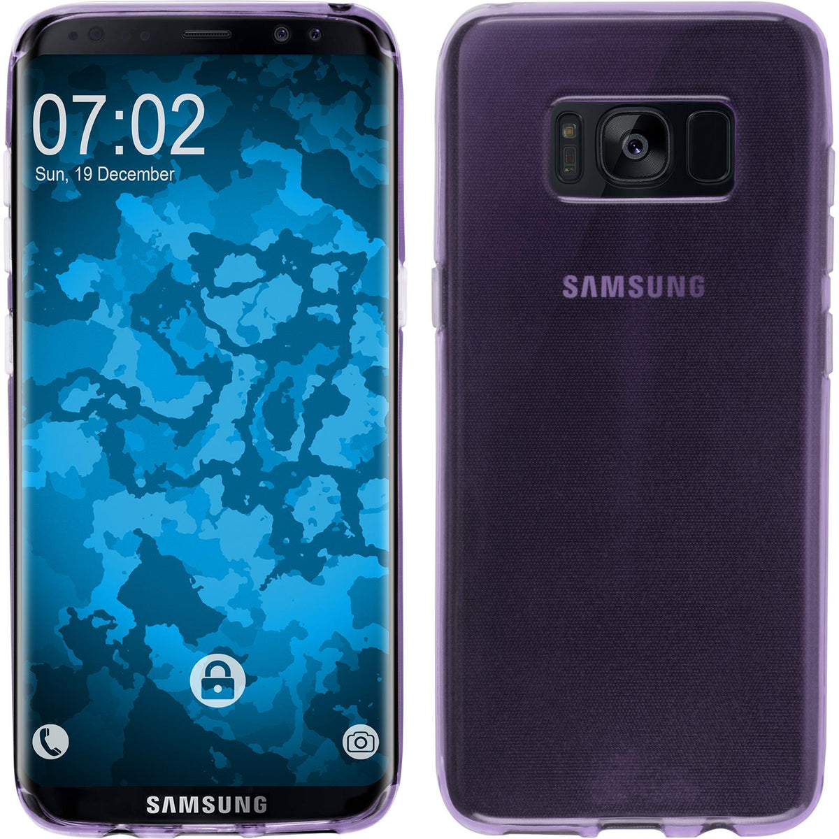 PhoneNatic Case kompatibel mit Samsung Galaxy S8 - lila Silikon Hülle transparent + flexible Folie