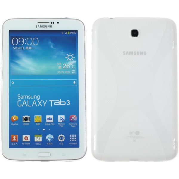 PhoneNatic Case kompatibel mit Samsung Galaxy Tab 3 7.0 - clear Silikon Hülle X-Style + 2 Schutzfolien