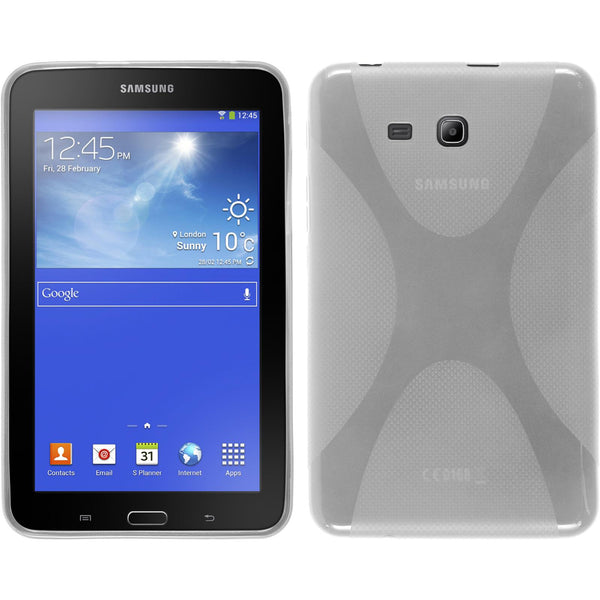 PhoneNatic Case kompatibel mit Samsung Galaxy Tab 3 Lite 7.0 - clear Silikon Hülle X-Style + 2 Schutzfolien