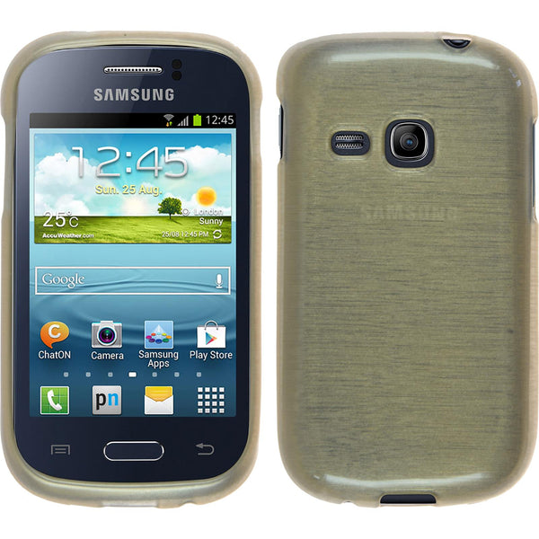 PhoneNatic Case kompatibel mit Samsung Galaxy Young - gold Silikon Hülle brushed + 2 Schutzfolien