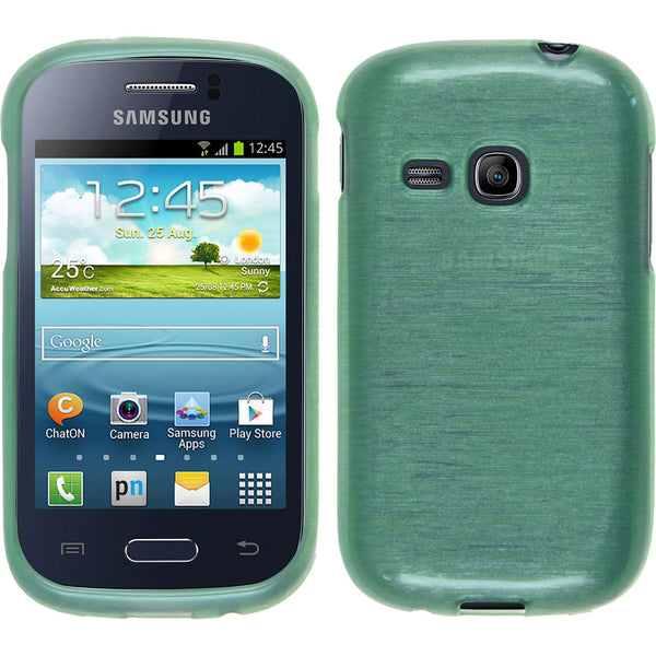 PhoneNatic Case kompatibel mit Samsung Galaxy Young - grün Silikon Hülle brushed + 2 Schutzfolien