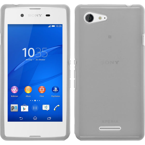 PhoneNatic Case kompatibel mit Sony Xperia E3 - weiß Silikon Hülle transparent + 2 Schutzfolien
