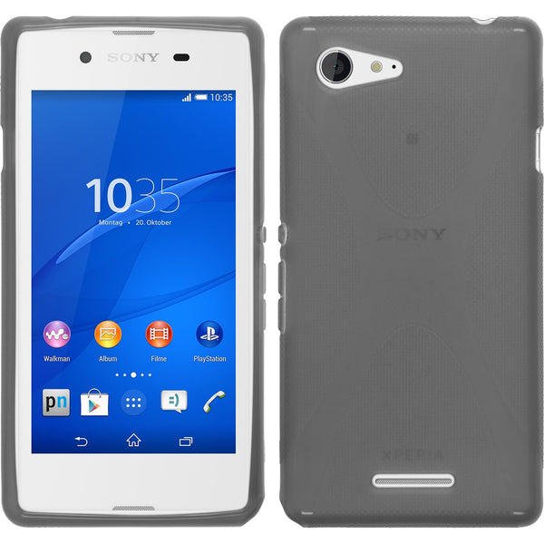 PhoneNatic Case kompatibel mit Sony Xperia E3 - grau Silikon Hülle X-Style + 2 Schutzfolien