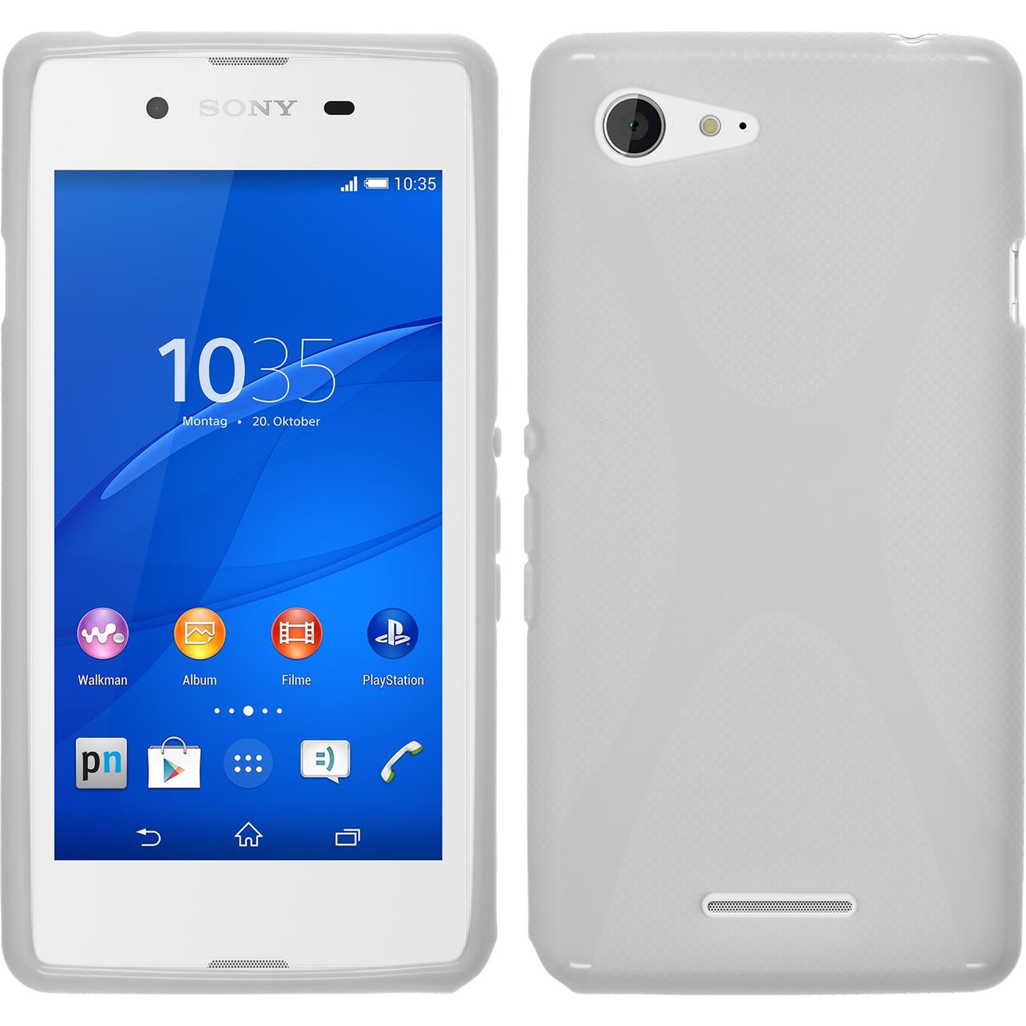 PhoneNatic Case kompatibel mit Sony Xperia E3 - weifl Silikon Hülle X-Style + 2 Schutzfolien
