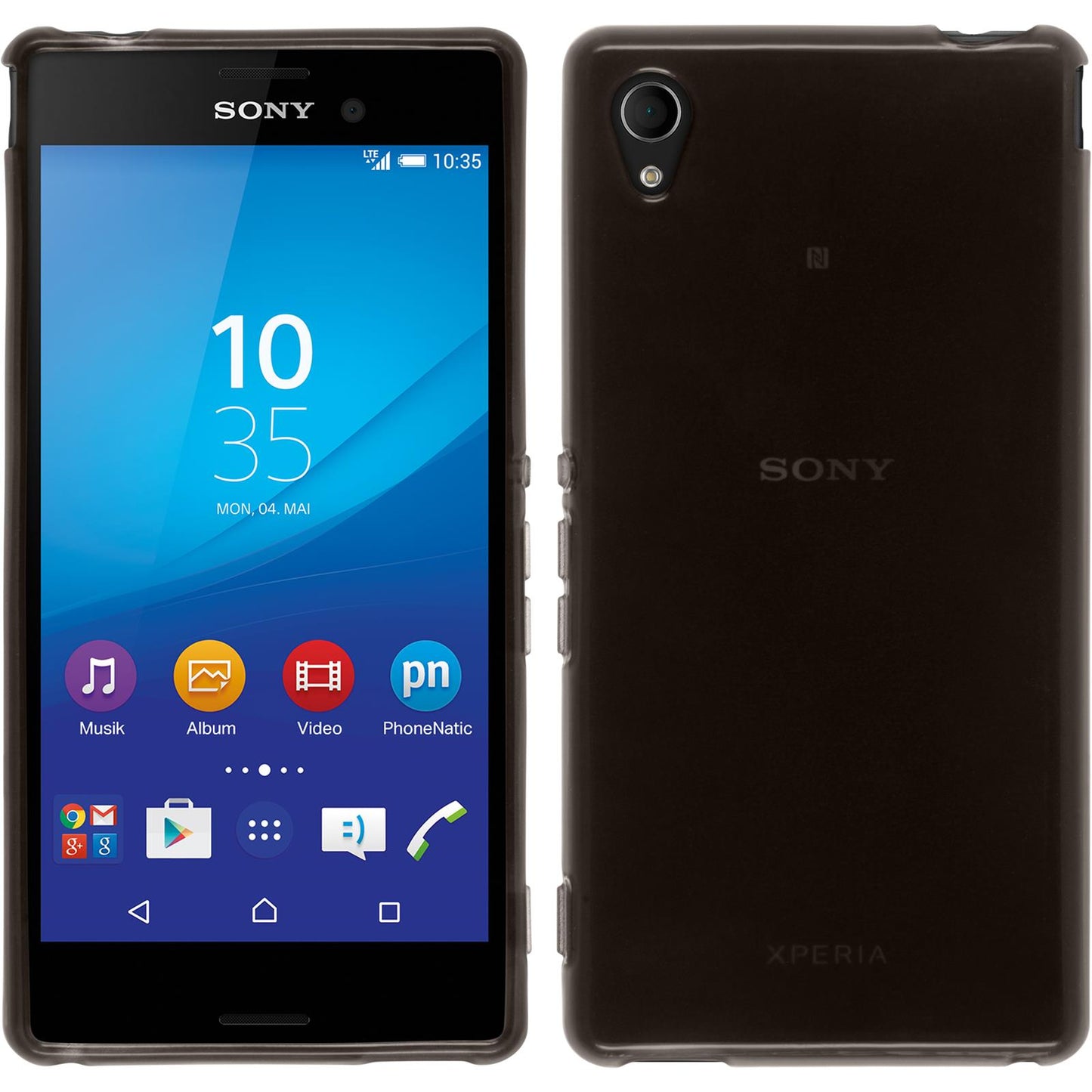 PhoneNatic Case kompatibel mit Sony Xperia M4 Aqua - schwarz Silikon Hülle transparent + 2 Schutzfolien