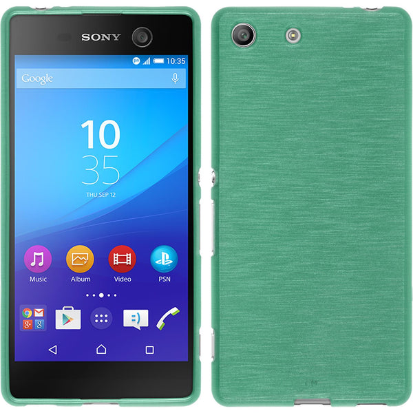 PhoneNatic Case kompatibel mit Sony Xperia M5 - grün Silikon Hülle brushed + 2 Schutzfolien
