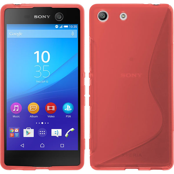 PhoneNatic Case kompatibel mit Sony Xperia M5 - rot Silikon Hülle S-Style + 2 Schutzfolien