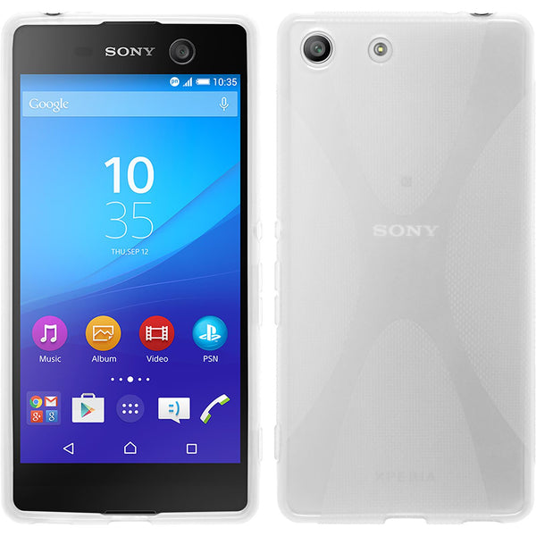 PhoneNatic Case kompatibel mit Sony Xperia M5 - clear Silikon Hülle X-Style + 2 Schutzfolien