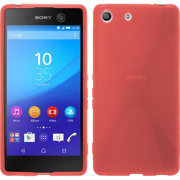 PhoneNatic Case kompatibel mit Sony Xperia M5 - rot Silikon Hülle X-Style + 2 Schutzfolien