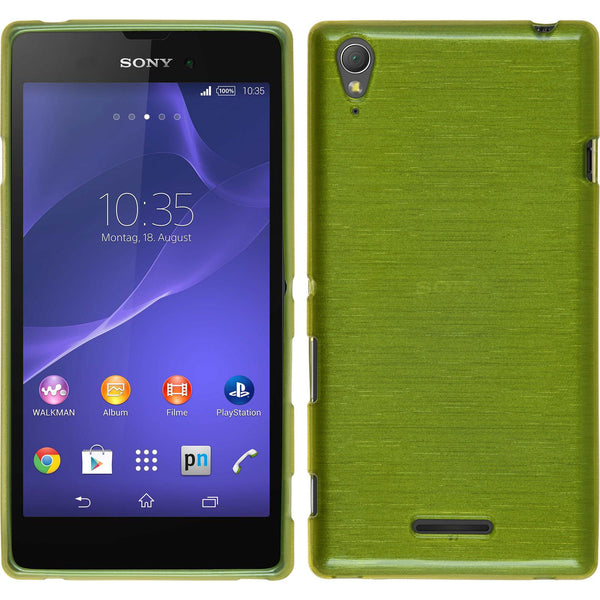 PhoneNatic Case kompatibel mit Sony Xperia T3 - pastellgrün Silikon Hülle brushed + 2 Schutzfolien