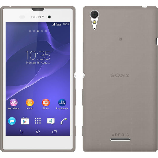 PhoneNatic Case kompatibel mit Sony Xperia T3 - grau Silikon Hülle Slimcase + 2 Schutzfolien